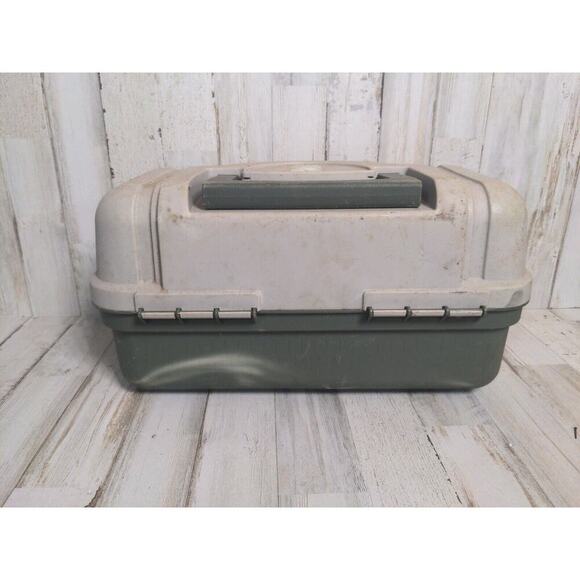 Vintage Plano Tackle Box 1 Extending Tray Compartments, green & gray - Picture 4 of 9